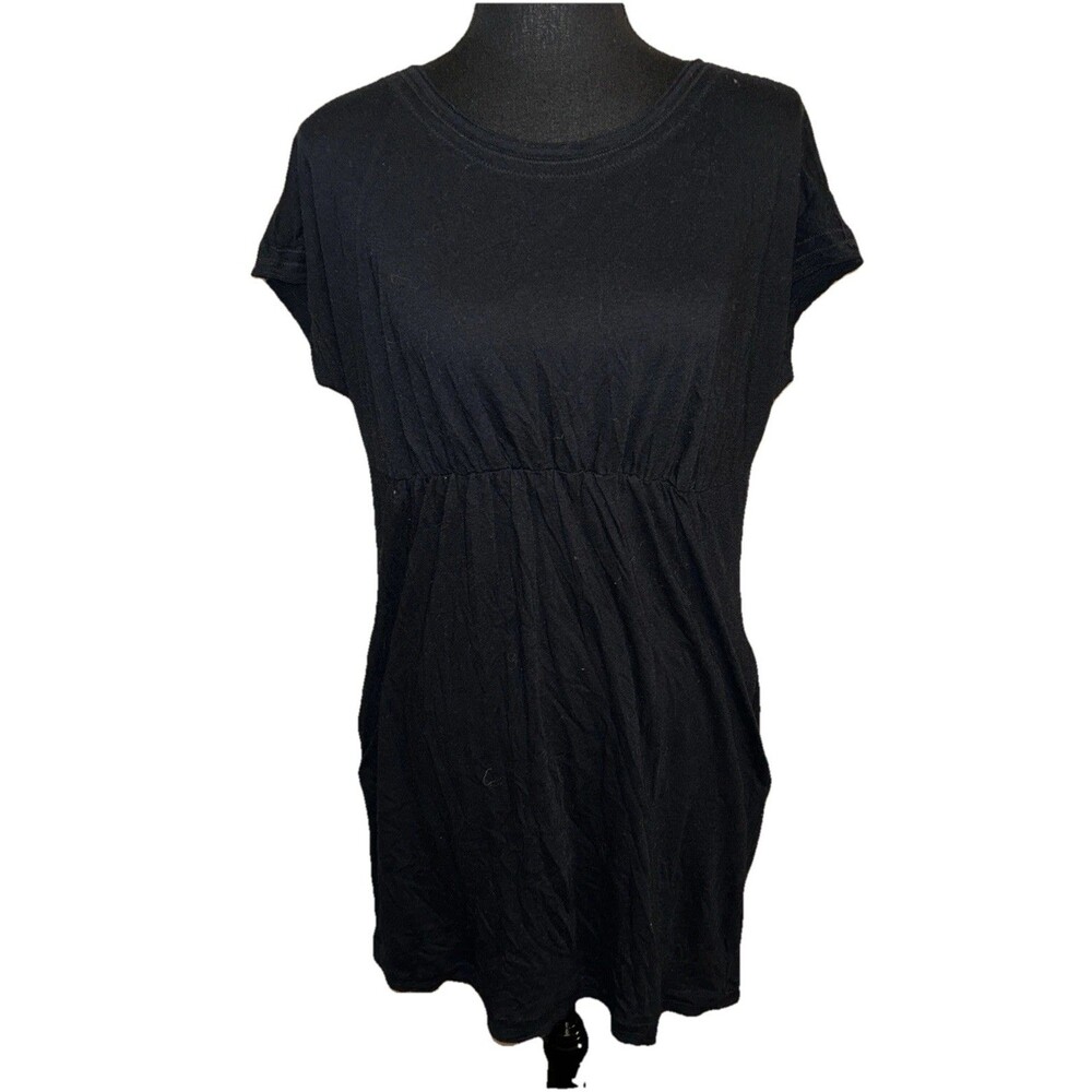 Victorias Secret Medium Short Sleeve Black Empire Waist With Pockets Coverup